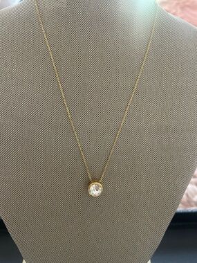 Origami Owl Gold Clear Crystal Bezel Pendant Necklace